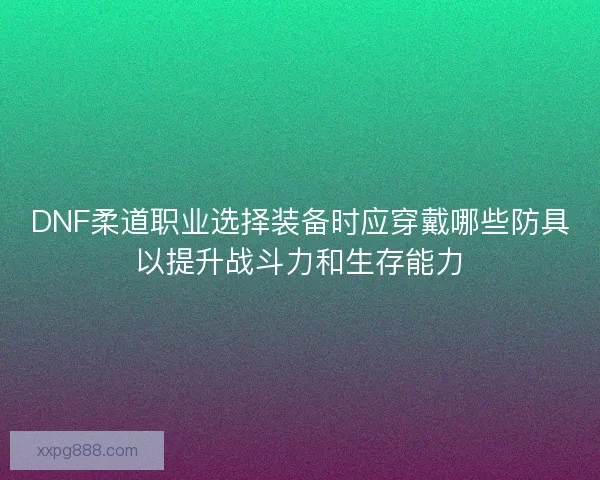 DNF柔道职业选择装备时应穿戴哪些防具以提升战斗力和生存能力