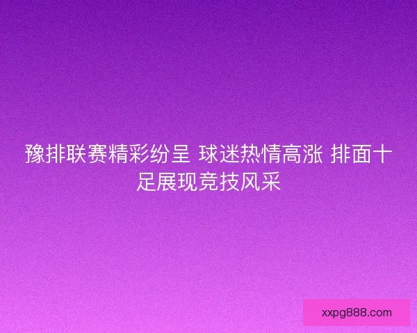 豫排联赛精彩纷呈 球迷热情高涨 排面十足展现竞技风采
